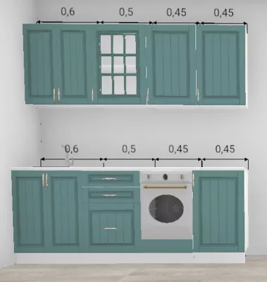 Кухня Барселона Морское дерево 2,0 м с местом под духовой шкаф 450 и посудомоечную машину 450 (11484)