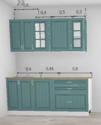 Кухня Барселона Морское дерево 1,85 м с местом под посудомоечную машину 450 (11519)