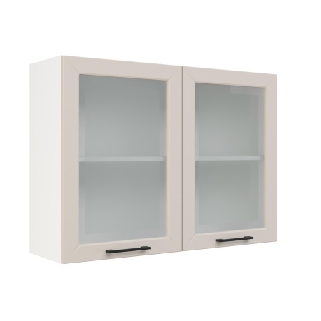 Шкаф верхний со стеклом ШВС 1000 Корпус: ЛДСП белый 16мм; фасад: фрезеровка Кельн, МДФ софт бланж 16мм Шкаф верхний со стеклом ШВС 1000 Корпус: ЛДСП белый 16мм; фасад: фрезеровка Кельн, МДФ софт бланж 16мм