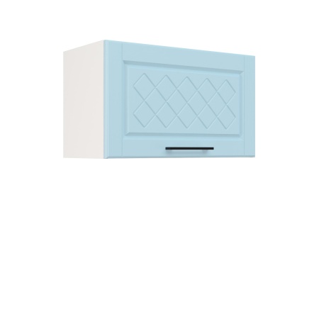 Шкаф верхний горизонтальный ШВГ 600 Корпус: ЛДСП белый 16мм; фасад: фрезеровка Барселона, МДФ голубой тик 16мм Шкаф верхний горизонтальный ШВГ 600 Корпус: ЛДСП белый 16мм; фасад: фрезеровка Барселона, МДФ голубой тик 16мм
