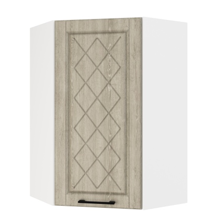 Шкаф верхний угловой (премьер)  ШВУ 600Н Корпус: ЛДСП белый 16мм; фасад: фрезеровка Барселона, МДФ седой клен 16мм Шкаф верхний угловой (премьер)  ШВУ 600Н Корпус: ЛДСП белый 16мм; фасад: фрезеровка Барселона, МДФ седой клен 16мм