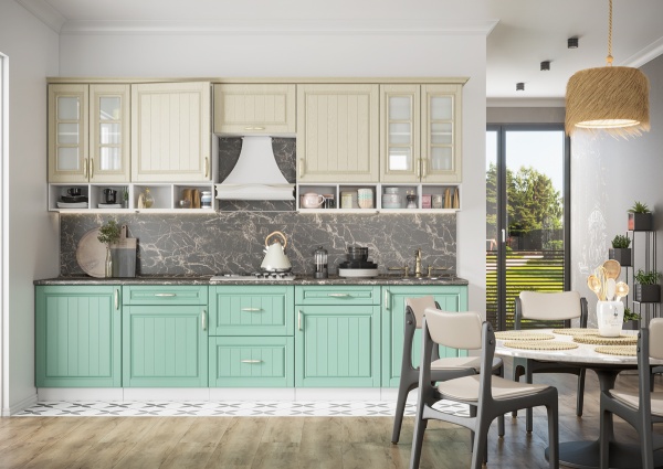 Модульная кухня Лондон Дуб крем / Дуб изумруд Модульная кухня Лондон Дуб крем / Дуб изумруд