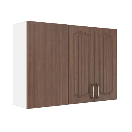 Шкаф верхний угловой ШВУП 1000 Корпус: ЛДСП белый 16мм; фасад: фрезеровка Гренада, МДФ бразильский орех 16мм Шкаф верхний угловой ШВУП 1000 Корпус: ЛДСП белый 16мм; фасад: фрезеровка Гренада, МДФ бразильский орех 16мм