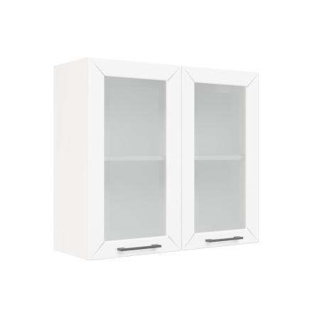 Шкаф верхний со стеклом ШВС 800 Корпус: ЛДСП белый 16мм; фасад: фрезеровка Кельн, МДФ софт даймонд 16мм Шкаф верхний со стеклом ШВС 800 Корпус: ЛДСП белый 16мм; фасад: фрезеровка Кельн, МДФ софт даймонд 16мм