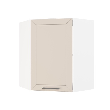 Шкаф верхний угловой ШВУ 600 Корпус: ЛДСП белый 16мм; фасад: фрезеровка Кельн, МДФ софт бланж 16мм Шкаф верхний угловой ШВУ 600 Корпус: ЛДСП белый 16мм; фасад: фрезеровка Кельн, МДФ софт бланж 16мм